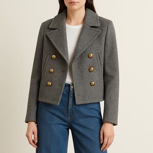 Coach Y2K Wool Gray Double-Breasted Jacket Size Small EUC